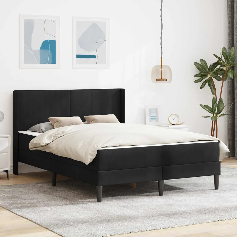 Cadre de lit avec matelas Noir 120 x 190 cm Velours