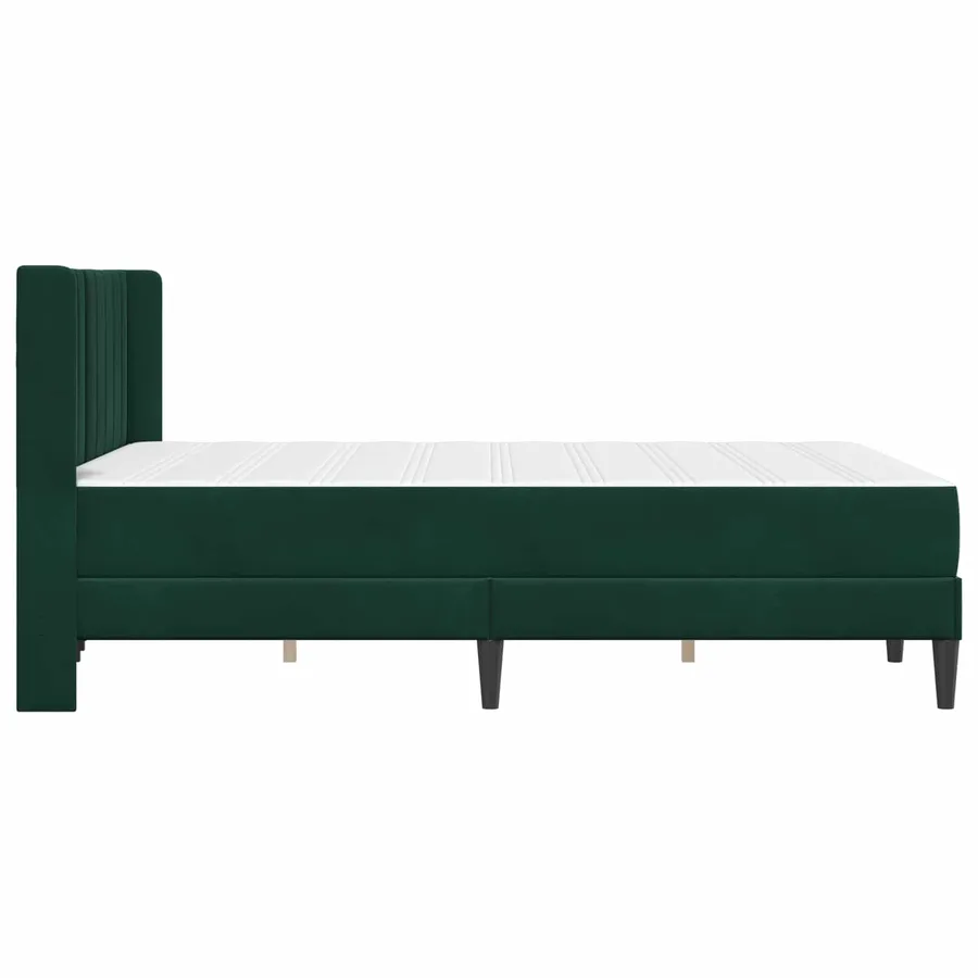 Cadre de lit avec matelas Vert foncé 120 x 190 cm Velours - 7