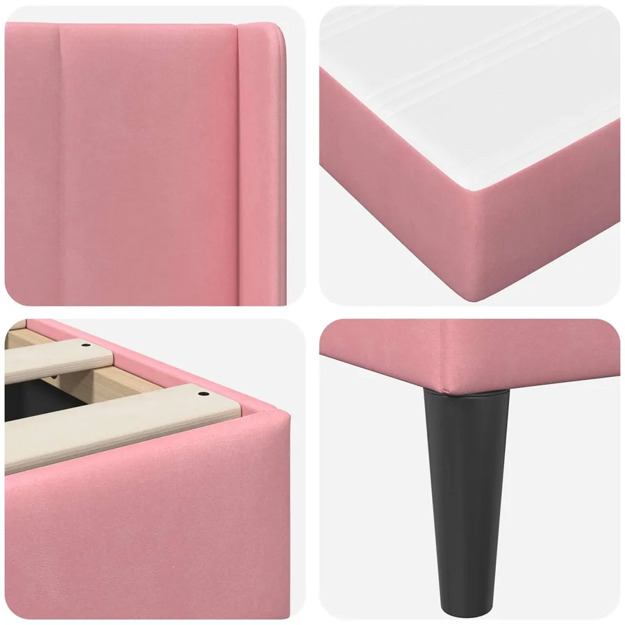 Cadre de lit avec matelas Rose 140 x 190 cm Velours - 9