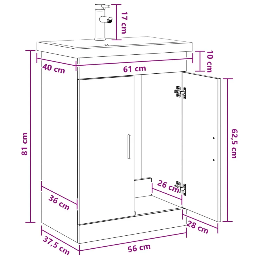 Ensemble de mobilier de salle de bain Sonoma gris - 12