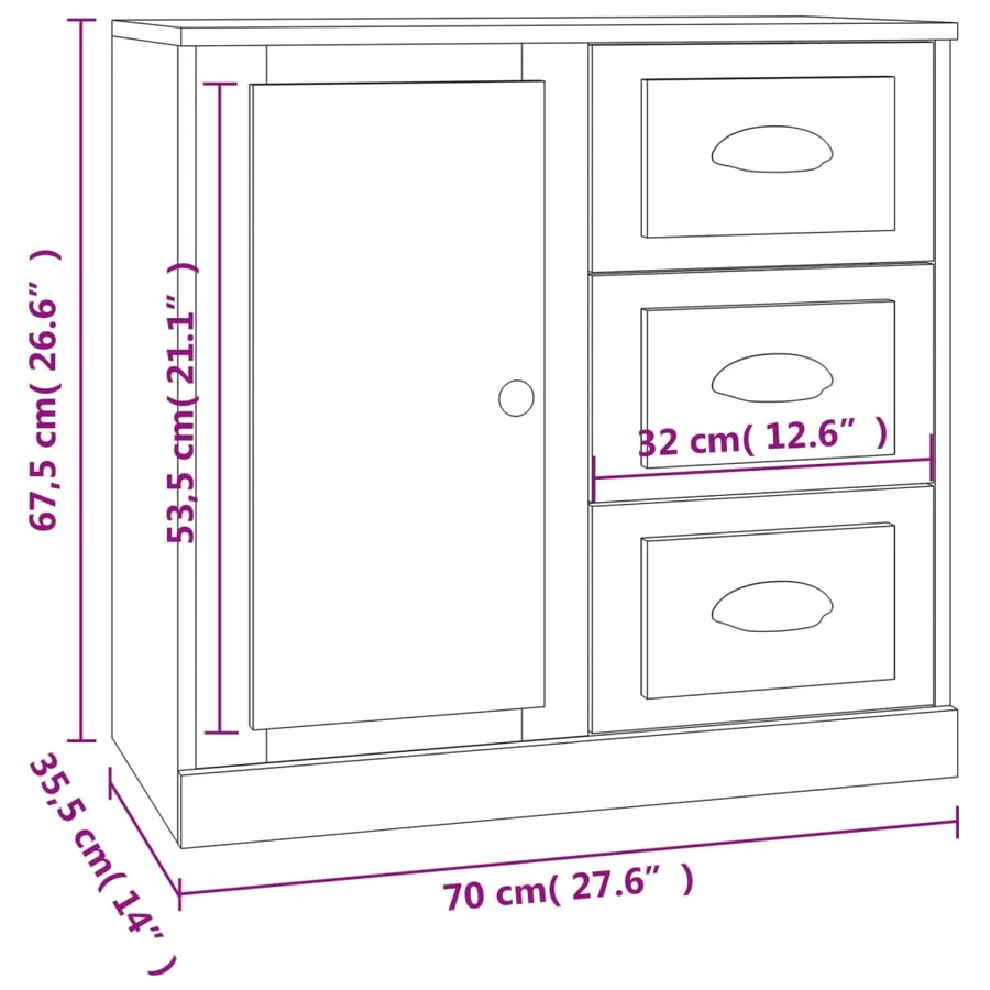Buffet blanc 70x35,5x67,5 cm bois d'ingénierie - 11