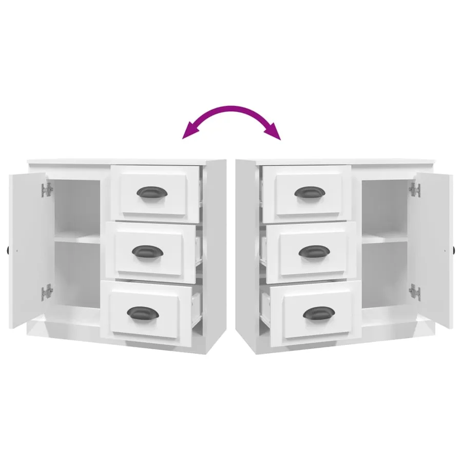 Buffet blanc 70x35,5x67,5 cm bois d'ingénierie - 9
