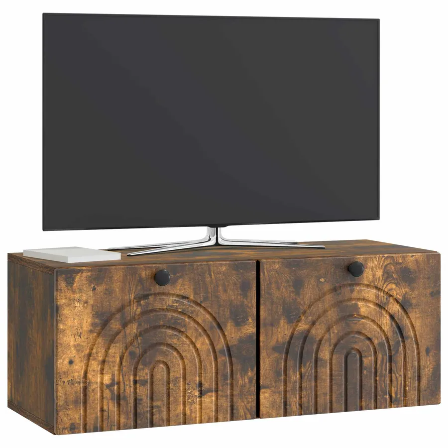 Meuble TV mural Chêne fumé 78,5 x 31 x 30 cm Bois d'ingénierie - 3