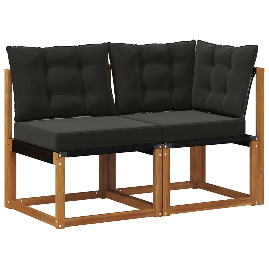 Canapé d’extérieur milieu et coin avec coussin 2 Pièce Naturel - 2