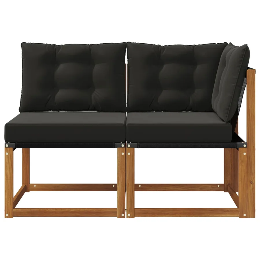 Canapé d’extérieur milieu et coin avec coussin 2 Pièce Naturel - 5