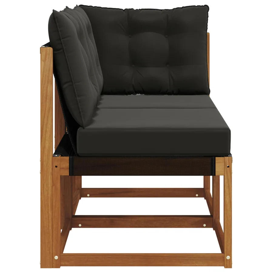 Canapé d’extérieur milieu et coin avec coussin 2 Pièce Naturel - 6