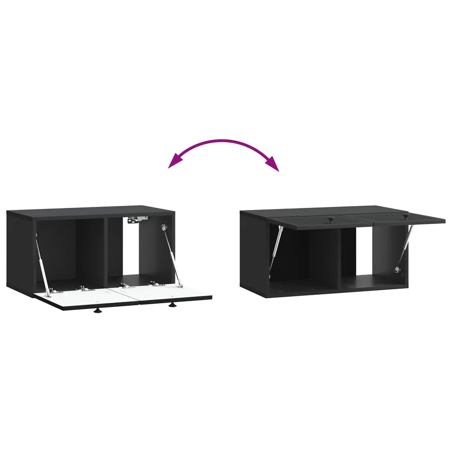 Meuble TV mural Noir 59,5 x 31 x 30 cm Bois d'ingénierie - 8