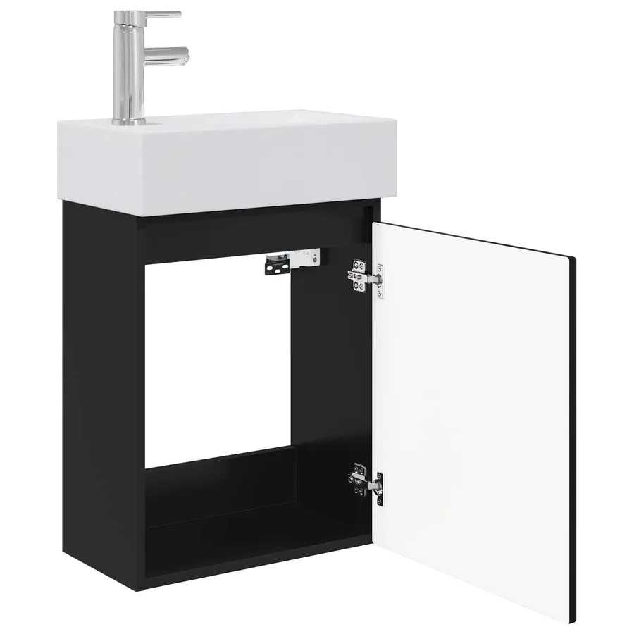 Meuble de salle de bain avec robinet Noir 45,5 x 22,5 x 84 cm - 4