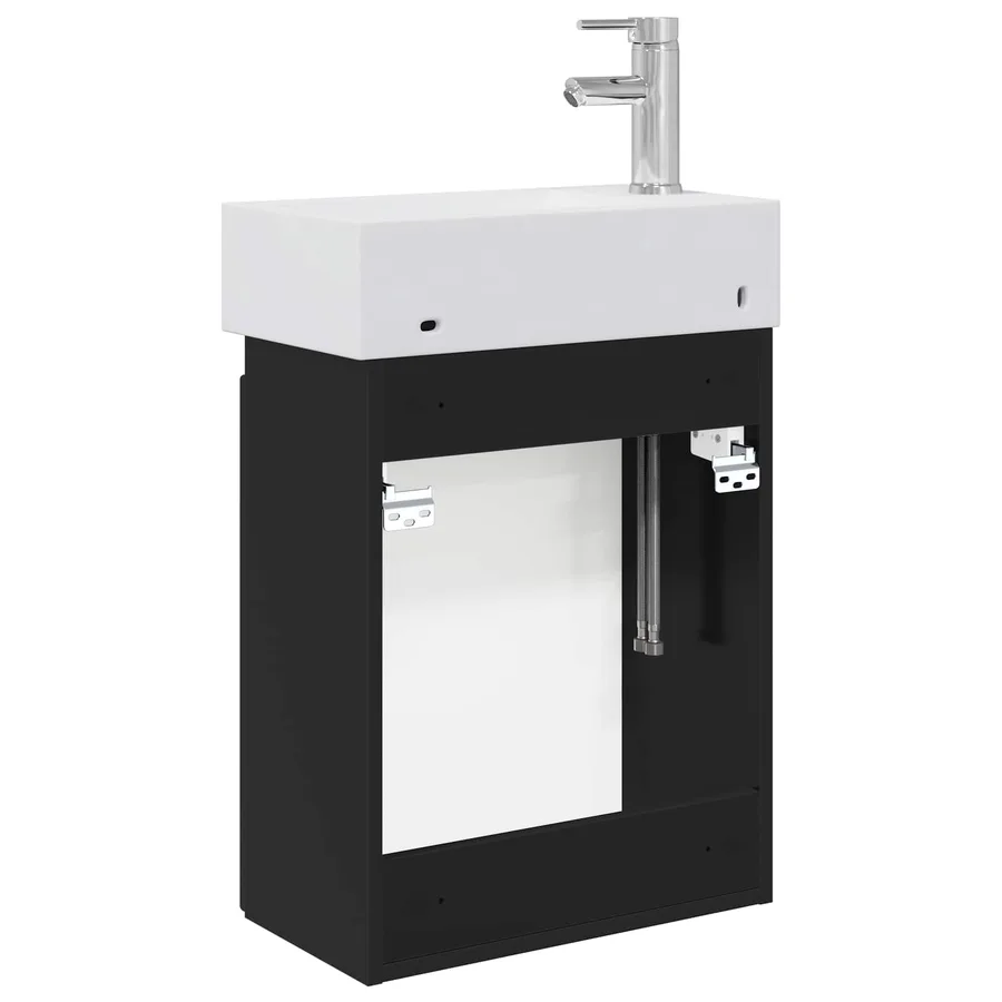 Meuble de salle de bain avec robinet Noir 45,5 x 22,5 x 84 cm - 7