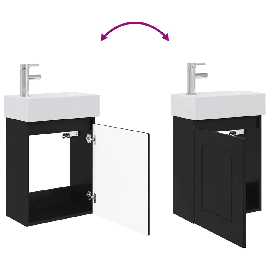 Meuble de salle de bain avec robinet Noir 45,5 x 22,5 x 84 cm - 9
