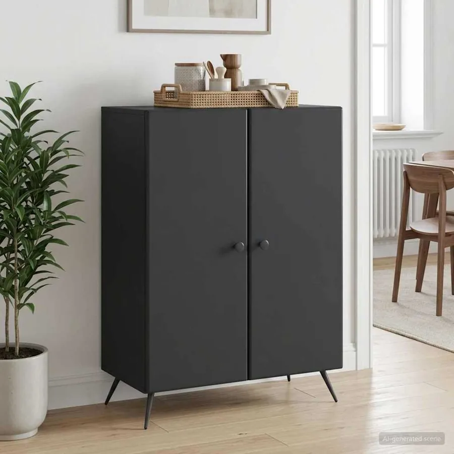 Buffet Noir 66 x 34,5 x 90 cm Bois d'ingénierie