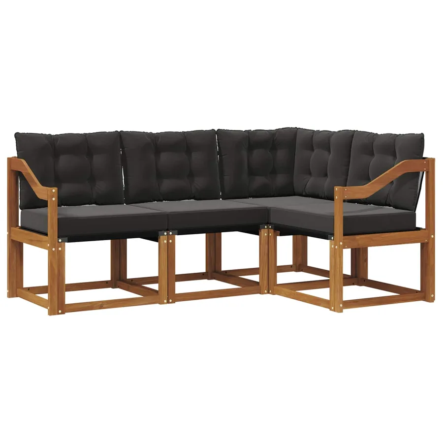 Ensemble de canapés d'extérieur 4 pcs Naturel et Noir - 2