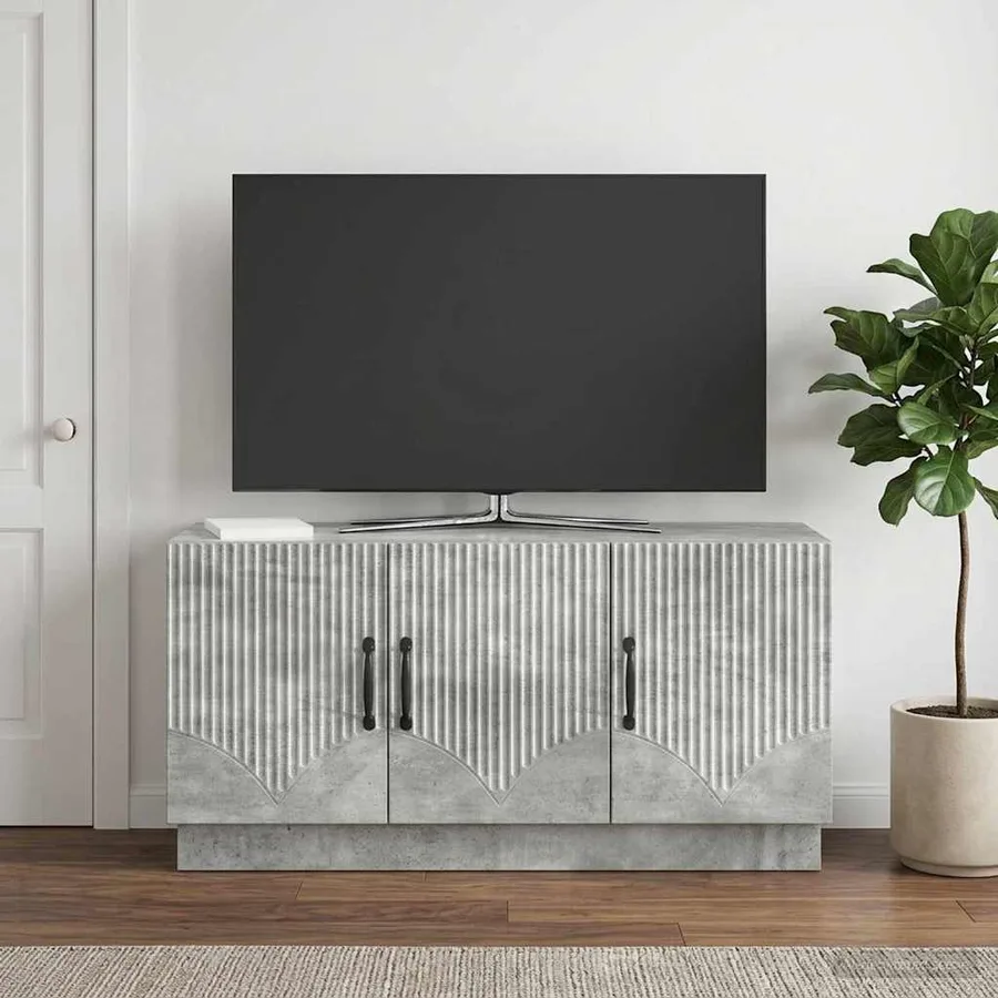 Meuble TV Gris béton 99 x 34,5 x 47 cm Bois d'ingénierie - 4
