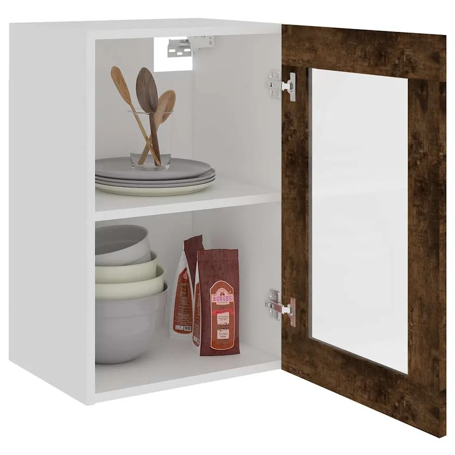Vitrine suspendue "Lyon" Chêne fumé 40 x 31 x 60 cm Bois d'ingénierie - 4