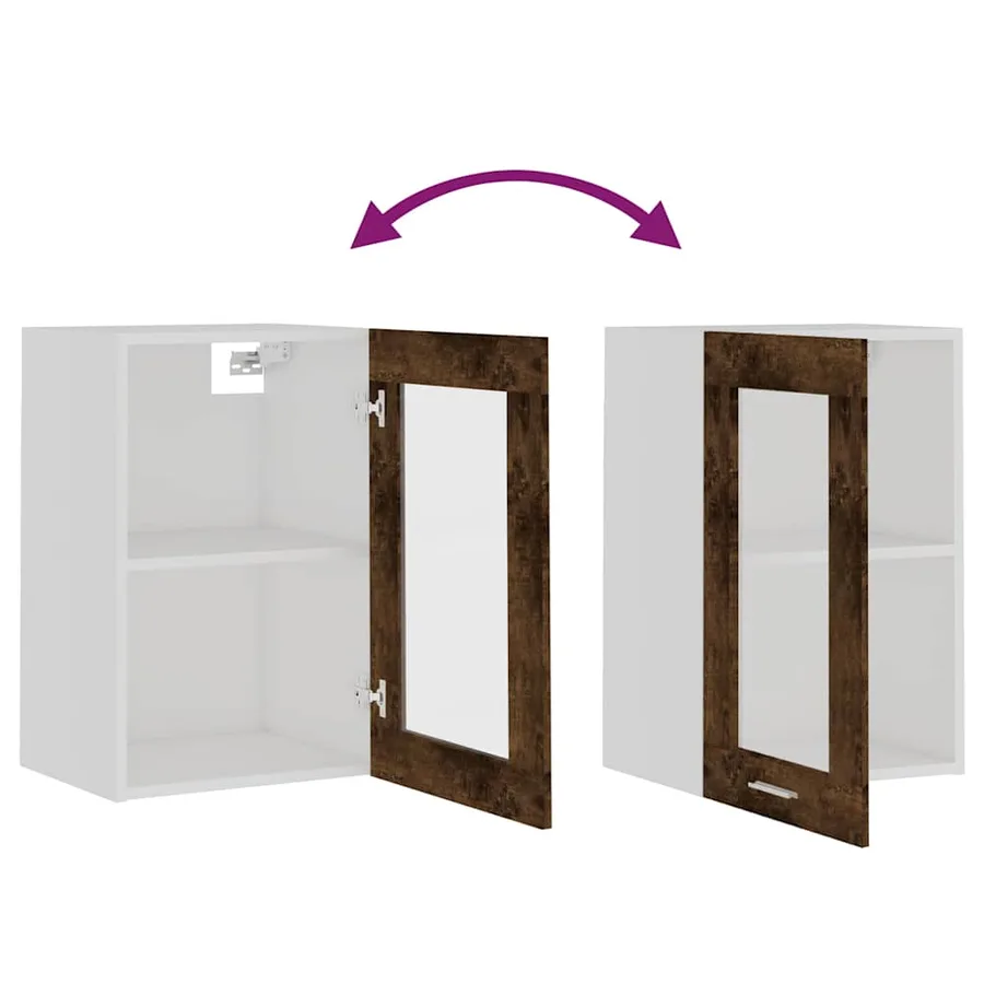 Vitrine suspendue "Lyon" Chêne fumé 40 x 31 x 60 cm Bois d'ingénierie - 8