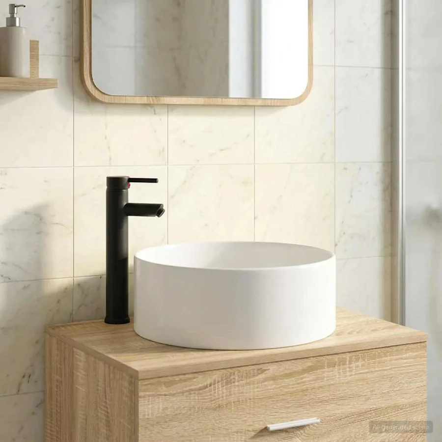 Lavabo de salle de bains Noir Mat 40,5 x 40,5 x 15,5 cm métal