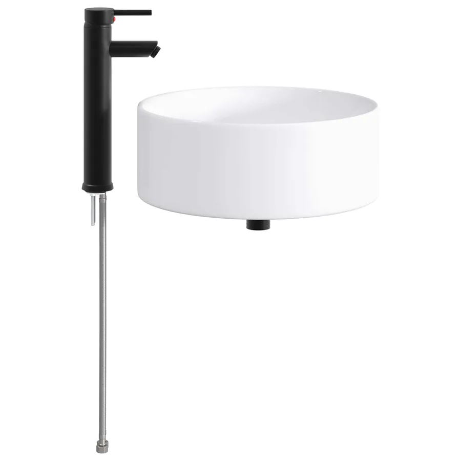 Lavabo de salle de bains Noir Mat 40,5 x 40,5 x 15,5 cm métal - 5