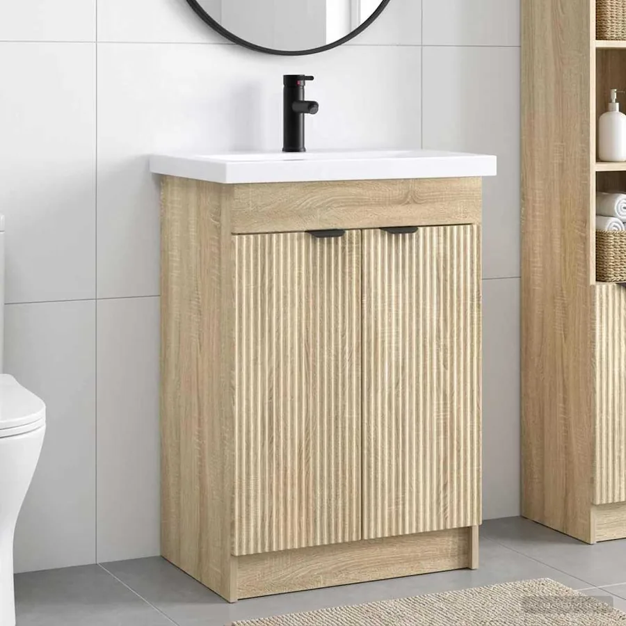 Ensemble de mobilier de salle de bain Chêne Sonoma