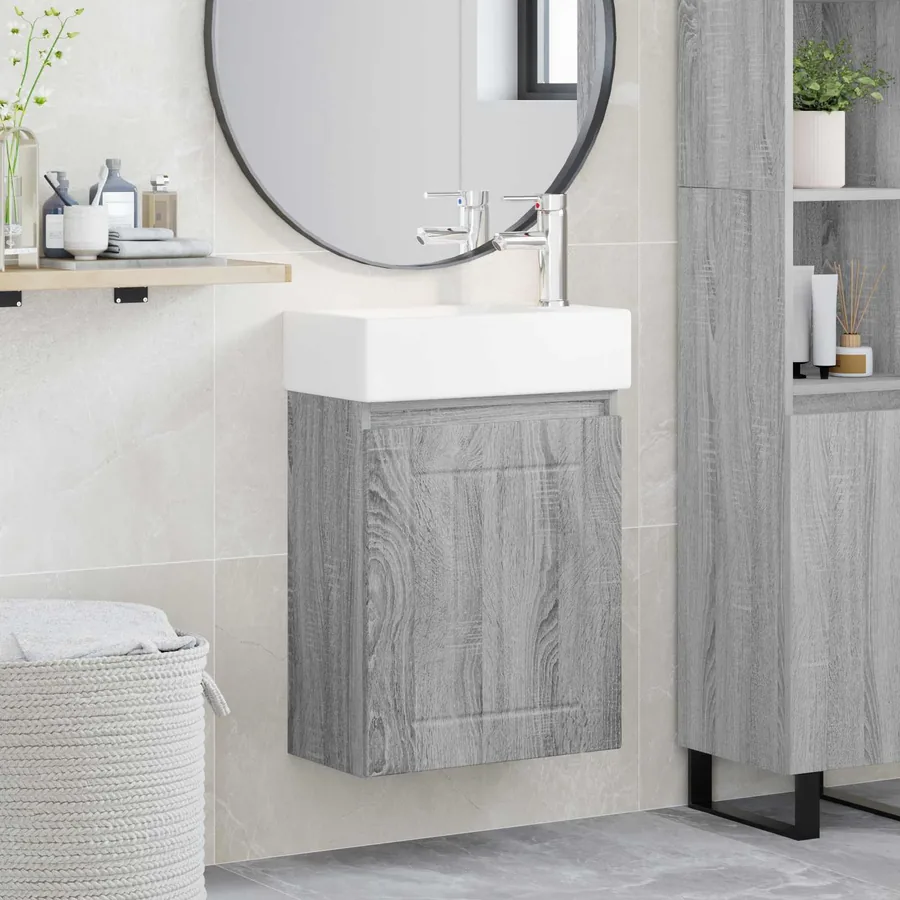 Meuble de salle de bain avec robinet Sonoma gris
