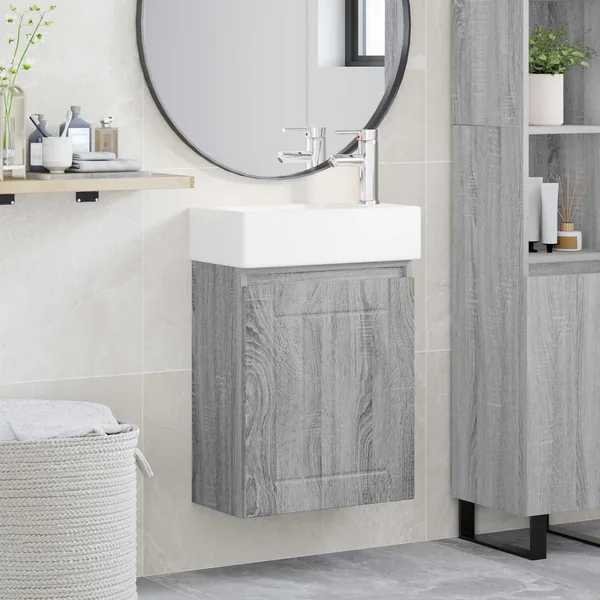 Meuble de salle de bain avec robinet Sonoma gris