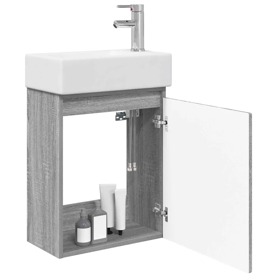 Meuble de salle de bain avec robinet Sonoma gris - 3