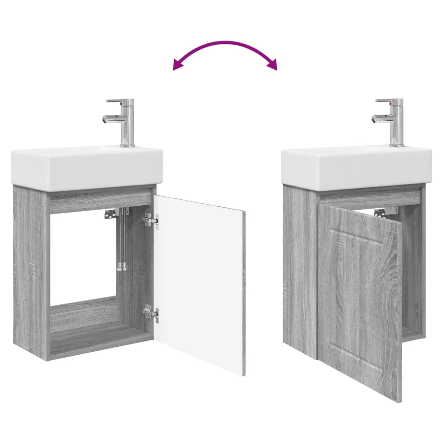 Meuble de salle de bain avec robinet Sonoma gris - 9