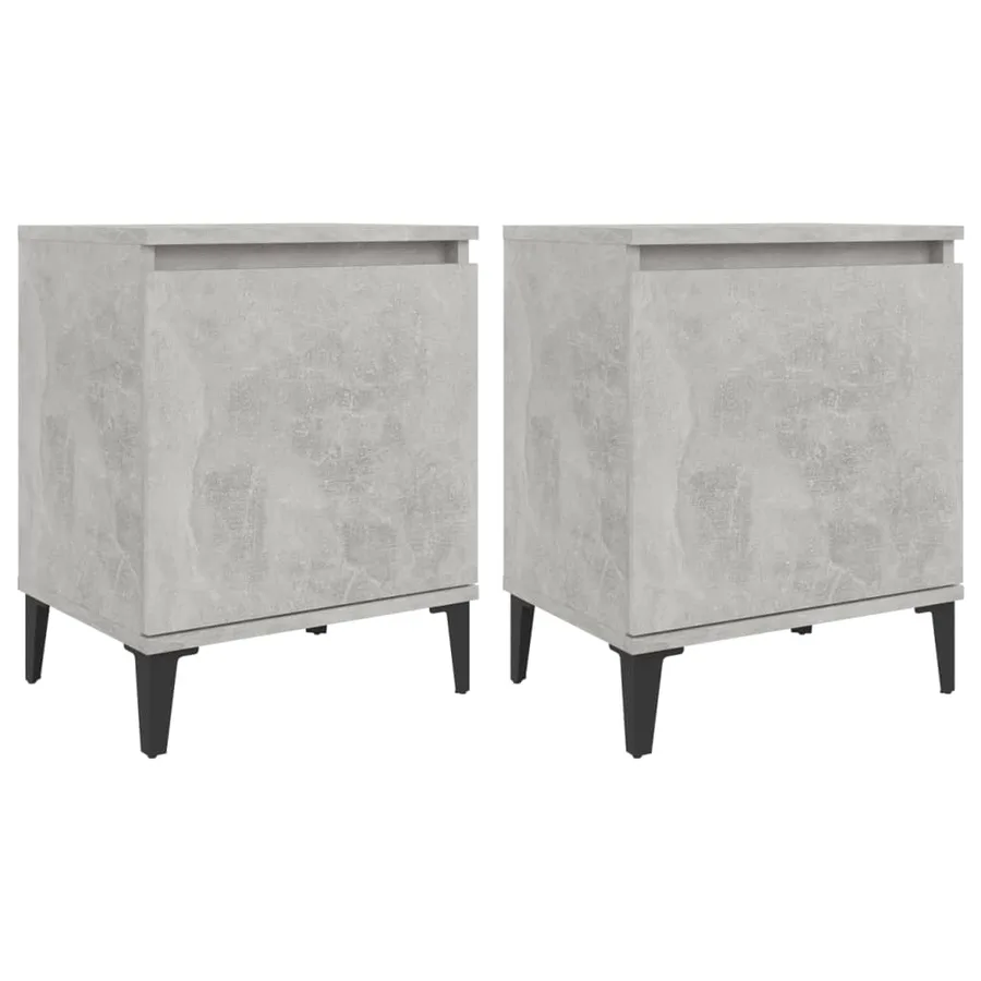 Tables de chevet avec pieds en métal gris béton 40x30x50 cm - 2