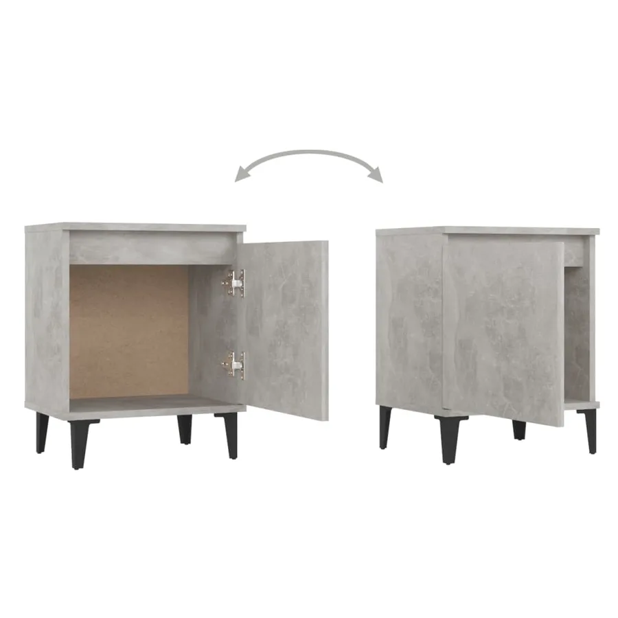 Tables de chevet avec pieds en métal gris béton 40x30x50 cm - 8