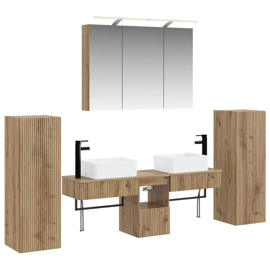 Ensemble de mobilier de salle de bain 6 pc Chêne artisanal - 2