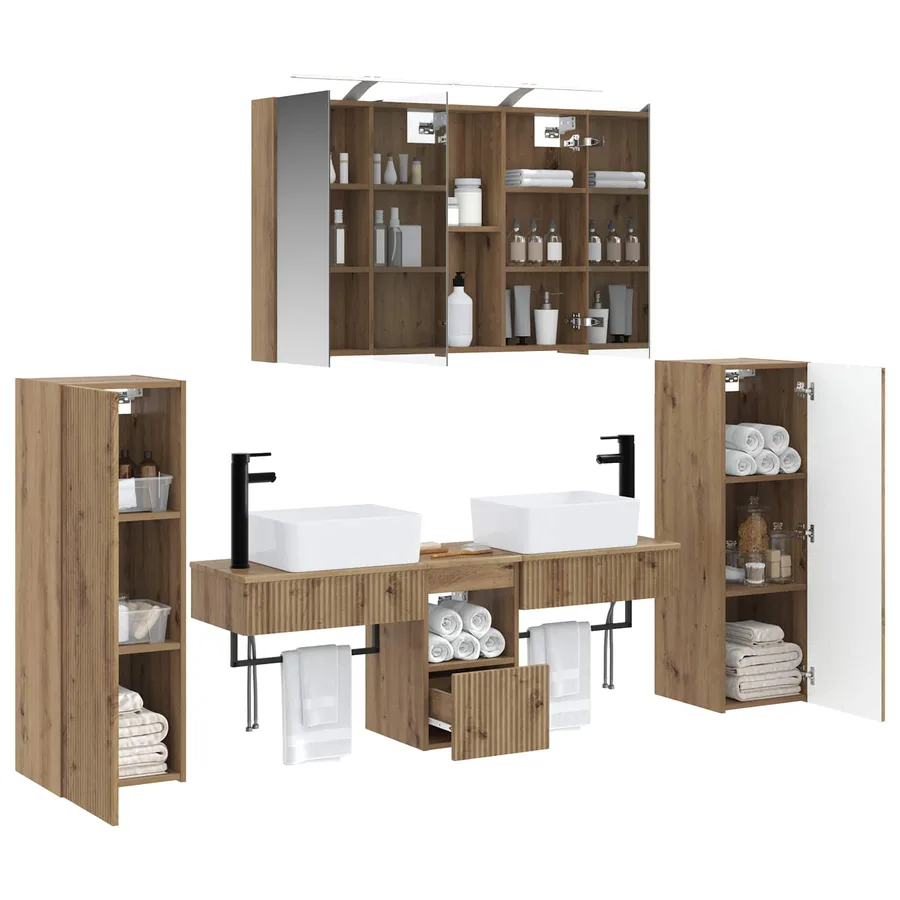 Ensemble de mobilier de salle de bain 6 pc Chêne artisanal - 3