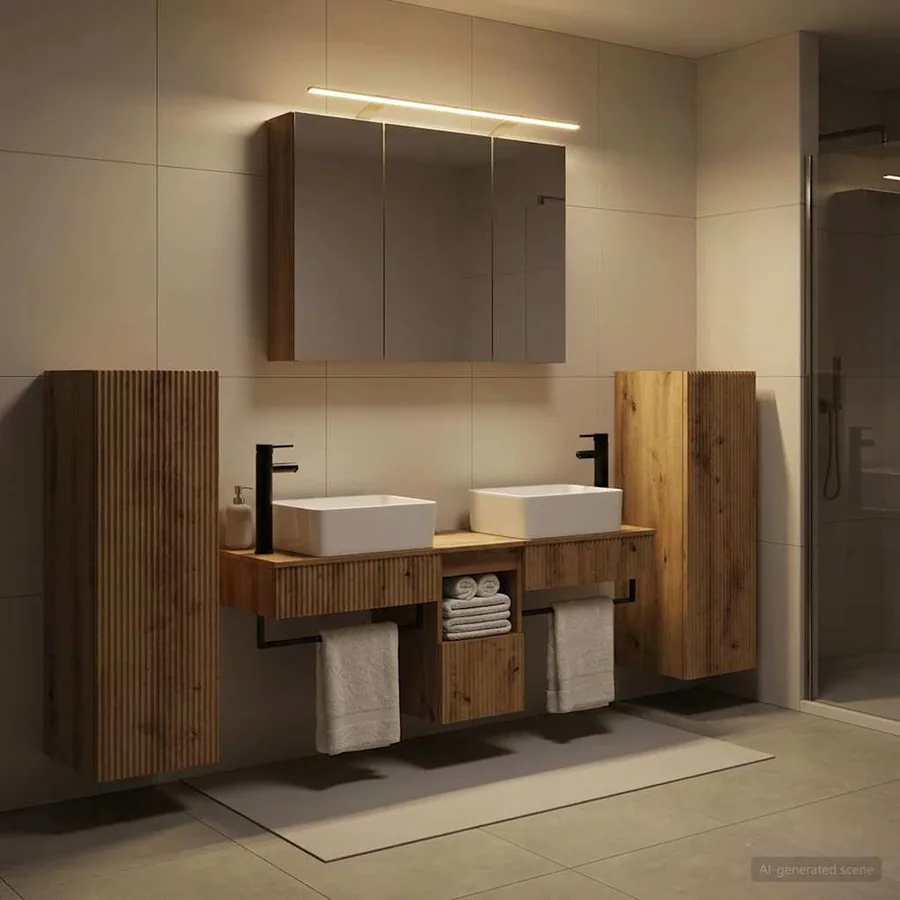 Ensemble de mobilier de salle de bain 6 pc Chêne artisanal - 4