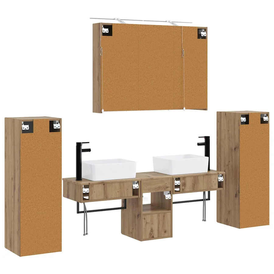 Ensemble de mobilier de salle de bain 6 pc Chêne artisanal - 9
