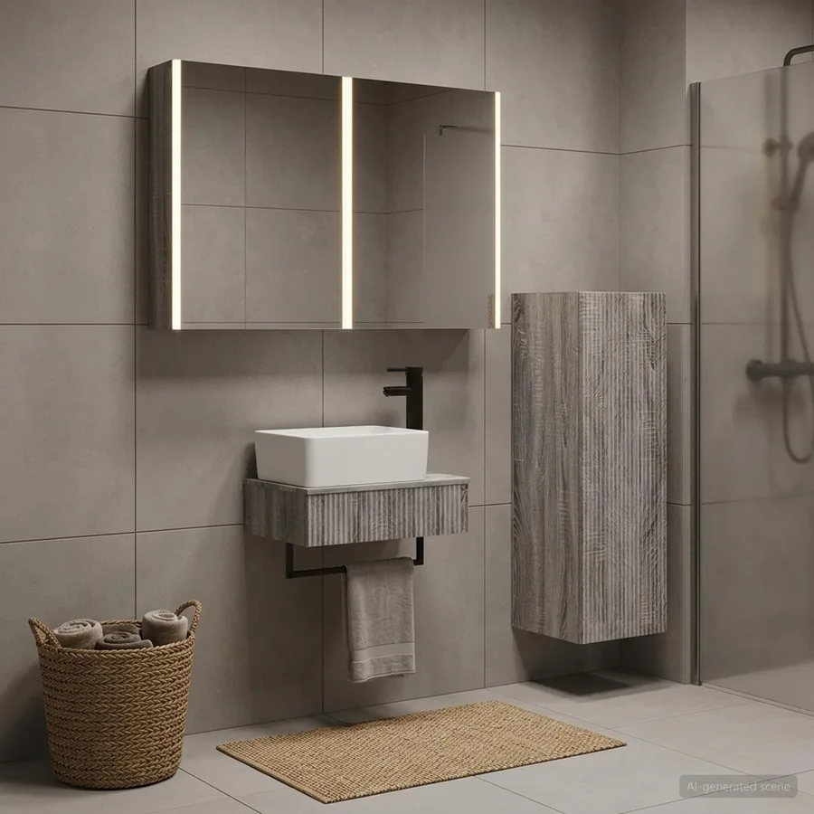 Ensemble de mobilier de salle de bain 4 pcs Sonoma gris - 4