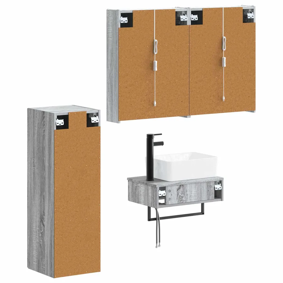 Ensemble de mobilier de salle de bain 4 pcs Sonoma gris - 5