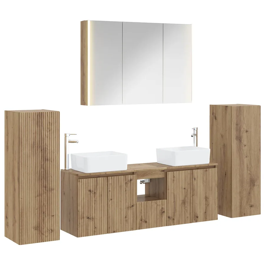 Ensemble de mobilier de salle de bain 6 pc Chêne artisanal - 2