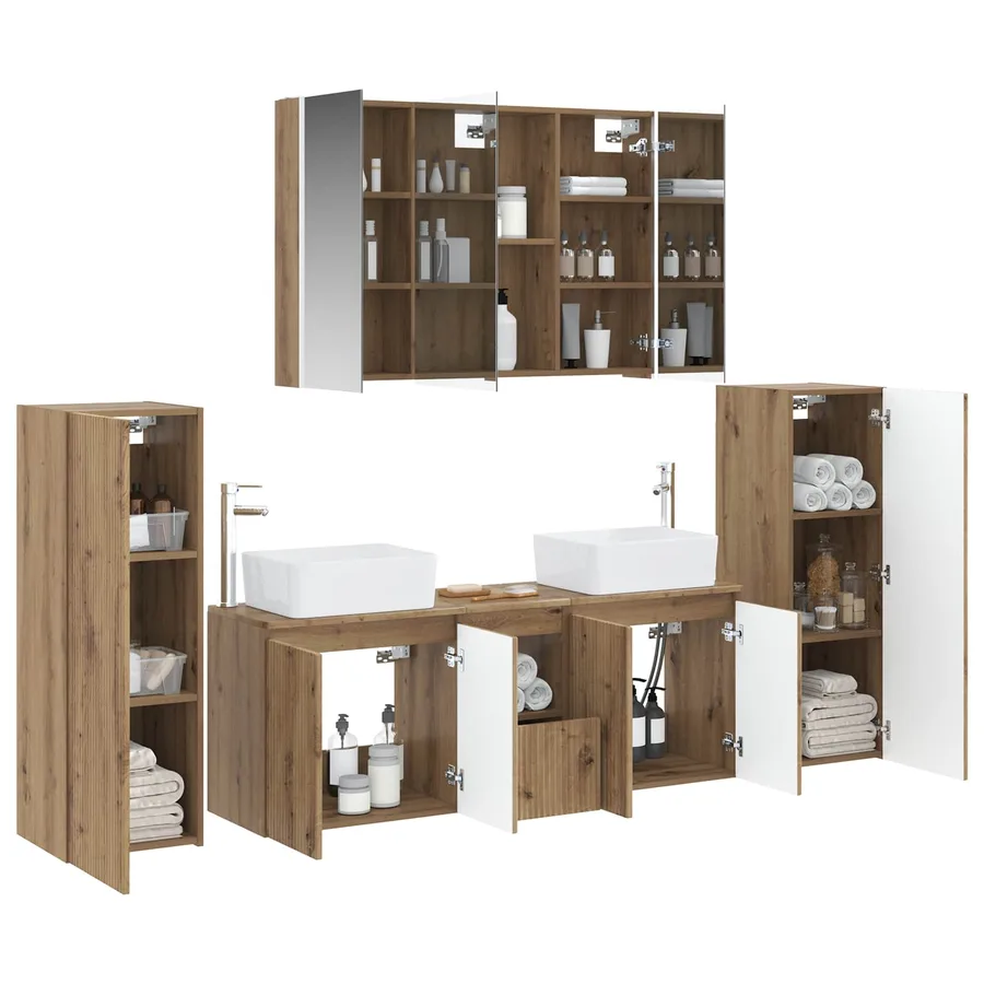 Ensemble de mobilier de salle de bain 6 pc Chêne artisanal - 3