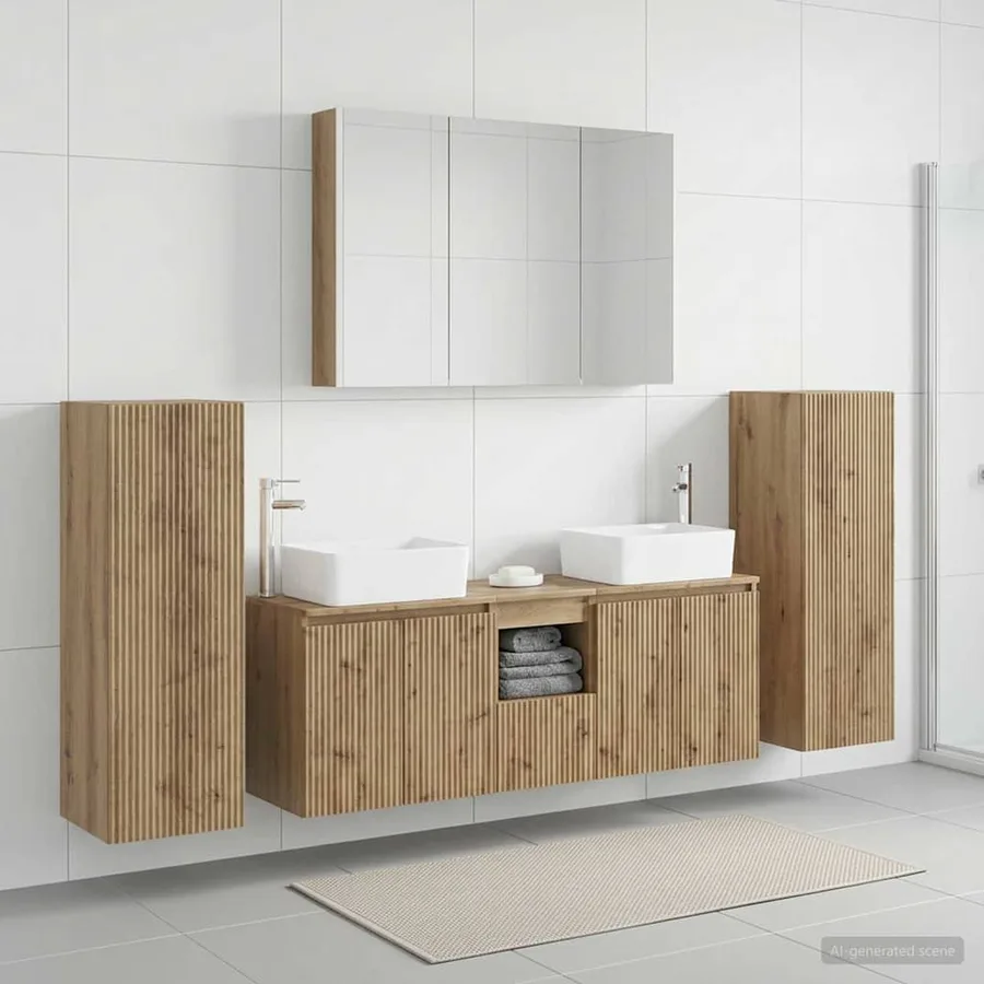 Ensemble de mobilier de salle de bain 6 pc Chêne artisanal - 4