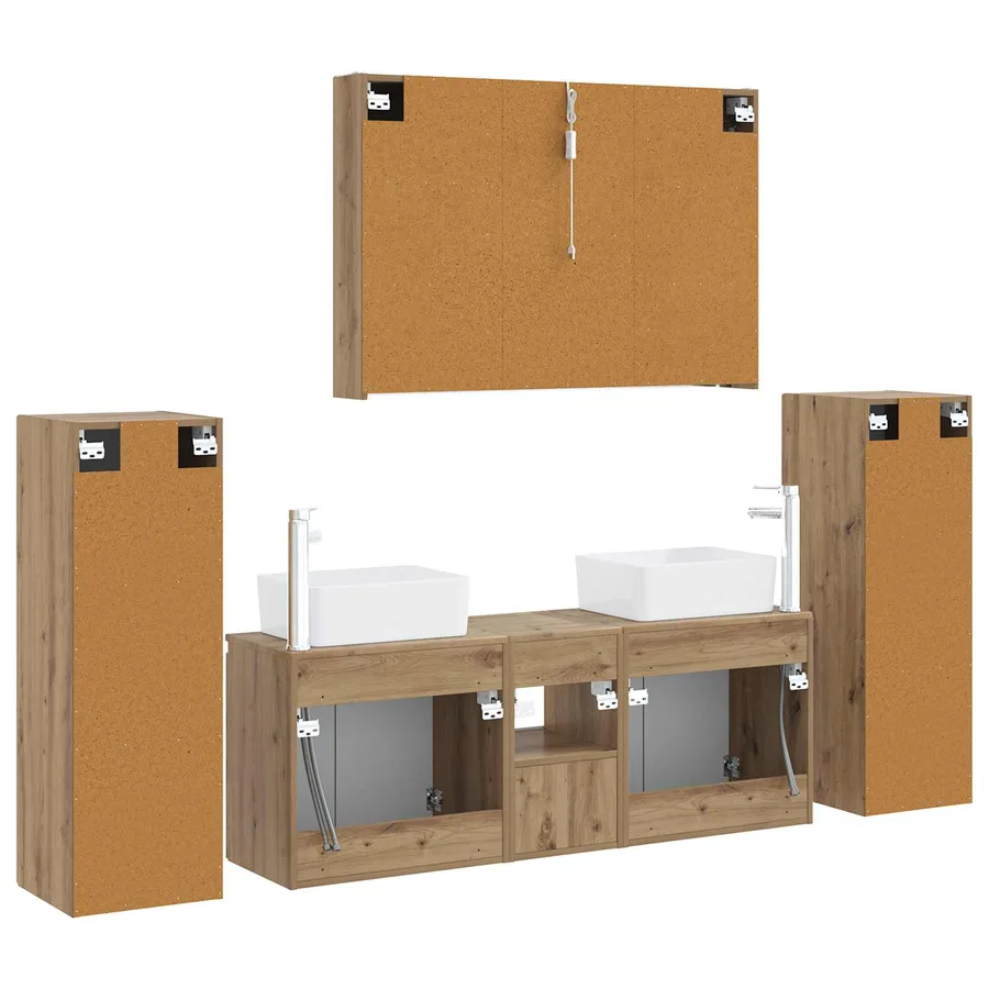 Ensemble de mobilier de salle de bain 6 pc Chêne artisanal - 9