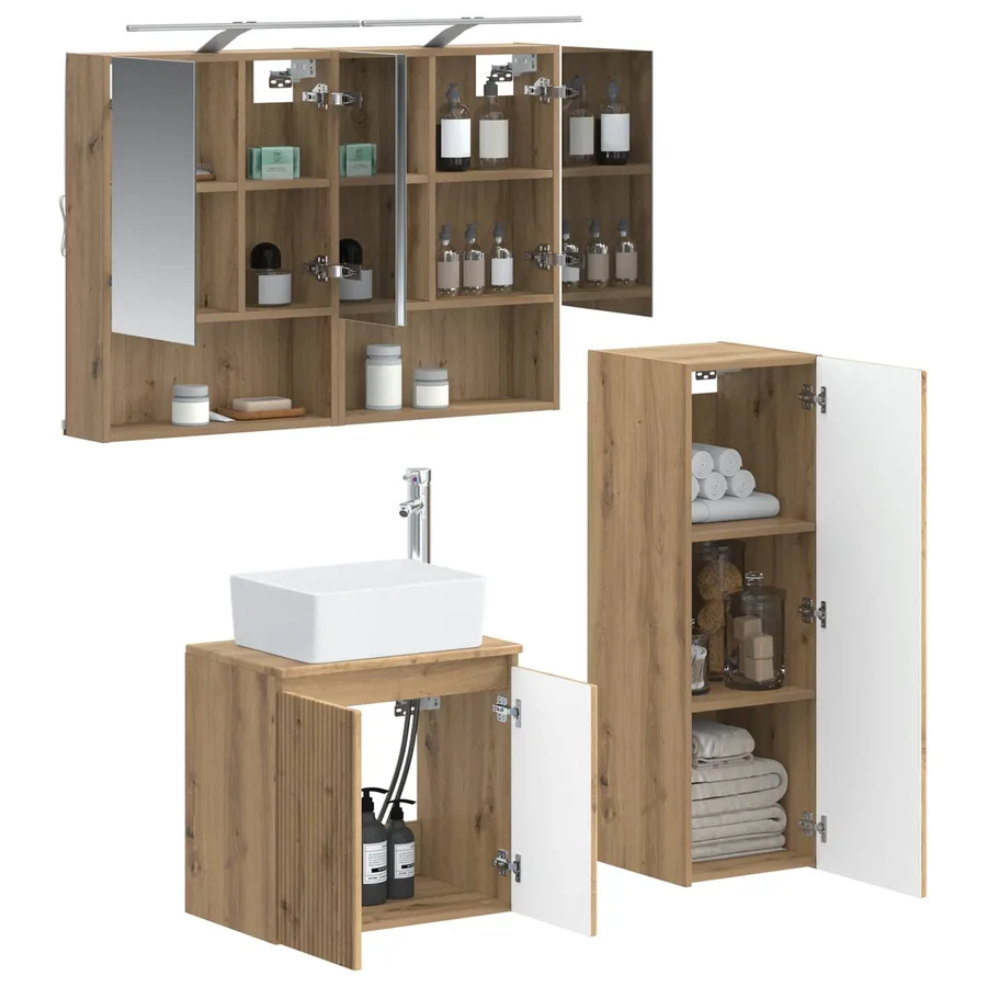 Ensemble de mobilier de salle de bain 4 pc Chêne artisanal - 3