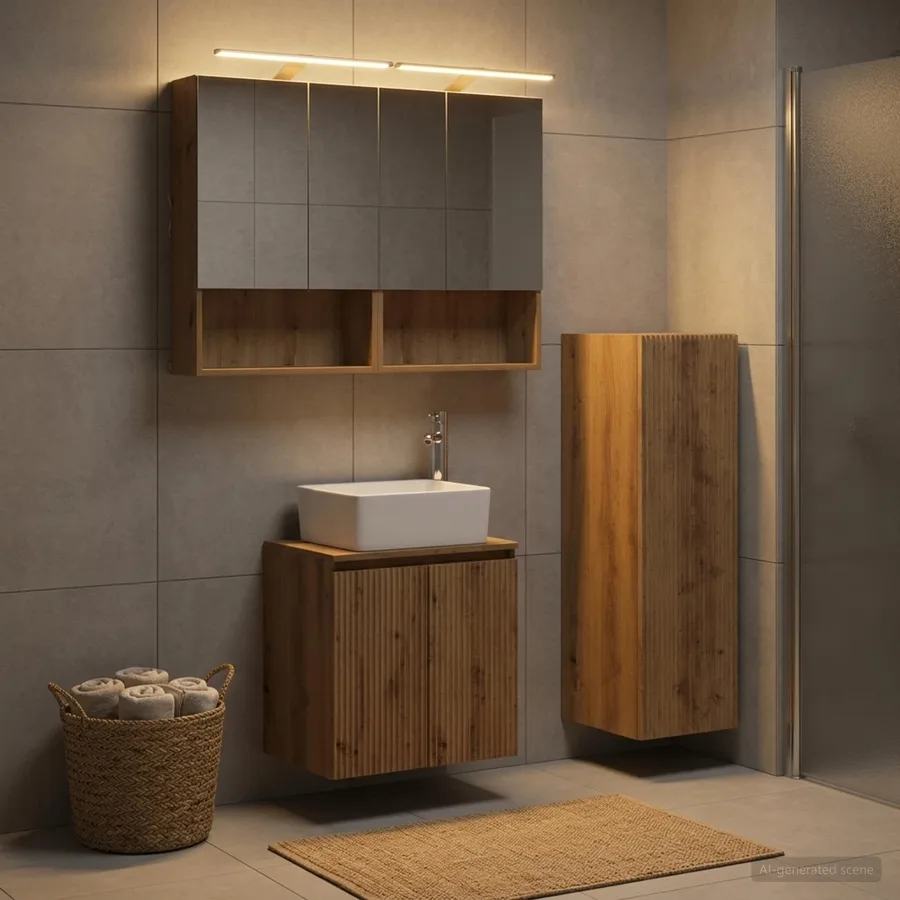 Ensemble de mobilier de salle de bain 4 pc Chêne artisanal - 4