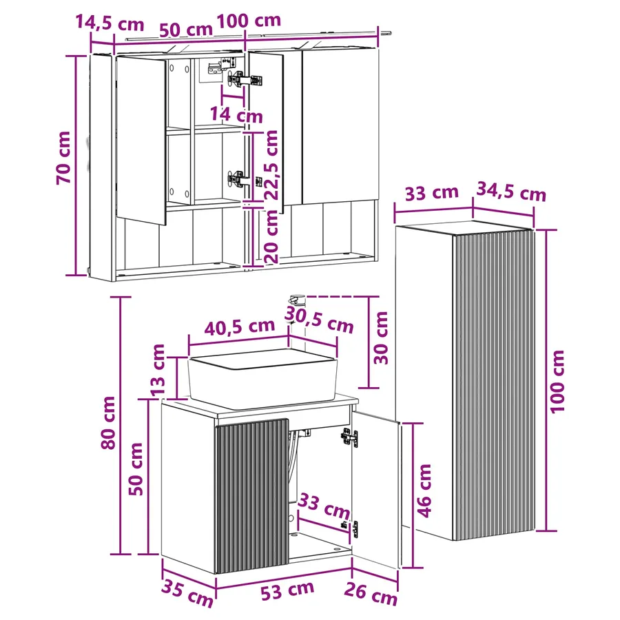 Ensemble de mobilier de salle de bain 4 pcs Sonoma gris - 13