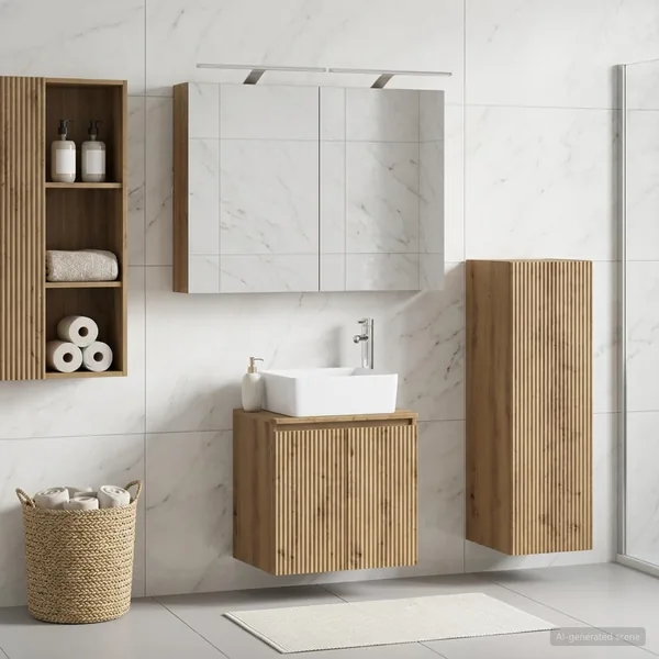 Ensemble de mobilier de salle de bain 4 pc Chêne artisanal
