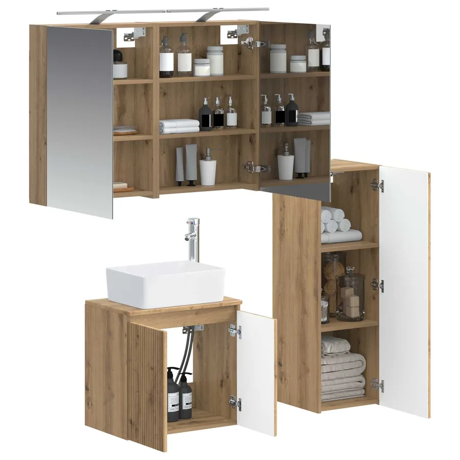 Ensemble de mobilier de salle de bain 4 pc Chêne artisanal - 3