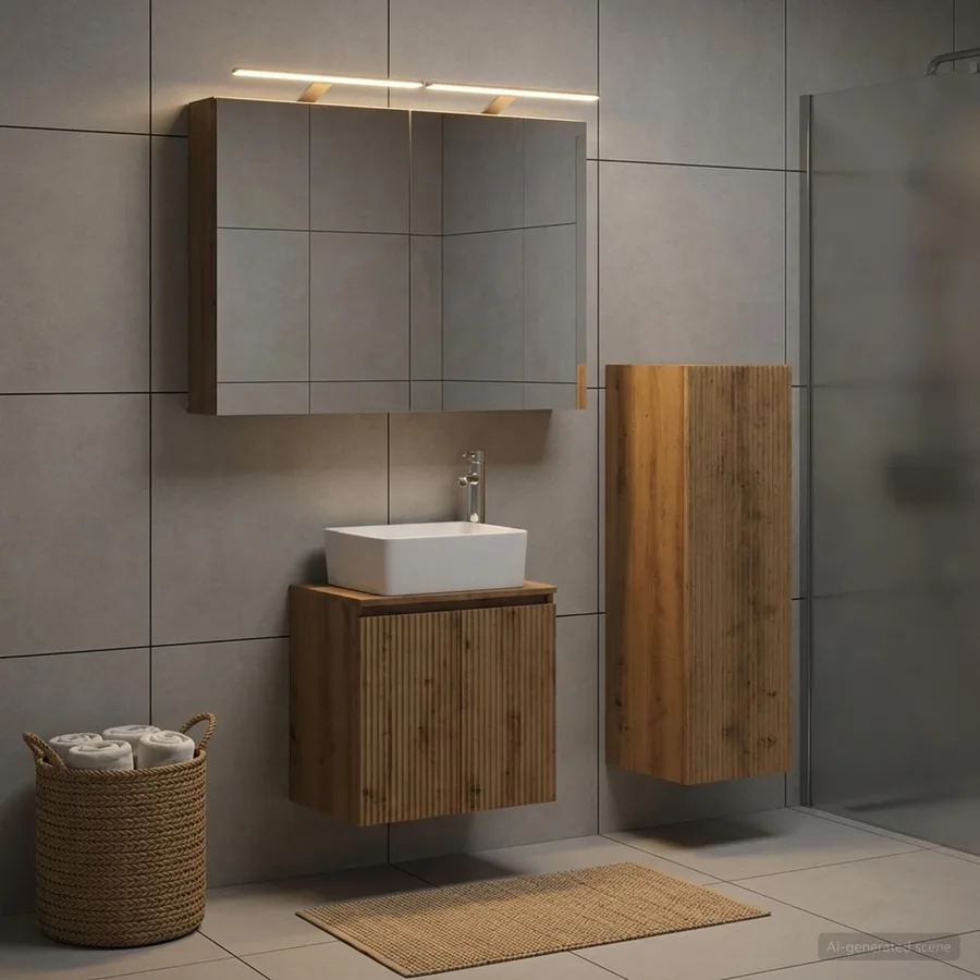 Ensemble de mobilier de salle de bain 4 pc Chêne artisanal - 4