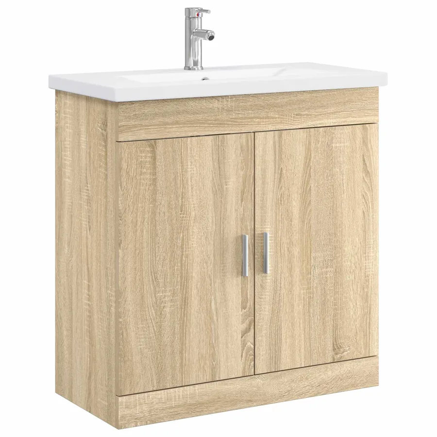 Ensemble de mobilier de salle de bain Chêne Sonoma - 2