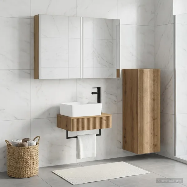 Ensemble de mobilier de salle de bain 4 pc Chêne artisanal
