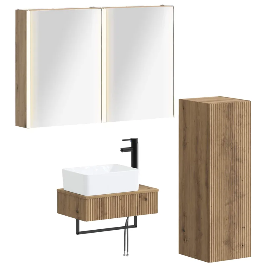 Ensemble de mobilier de salle de bain 4 pc Chêne artisanal - 2