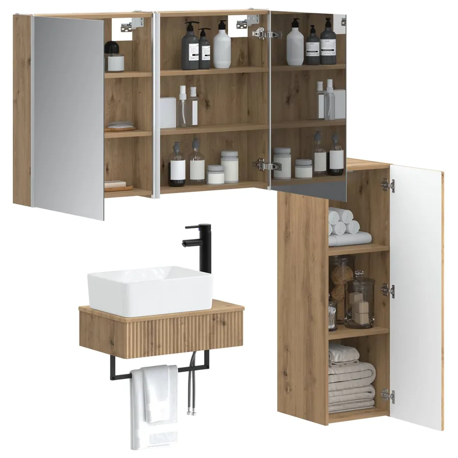 Ensemble de mobilier de salle de bain 4 pc Chêne artisanal - 3