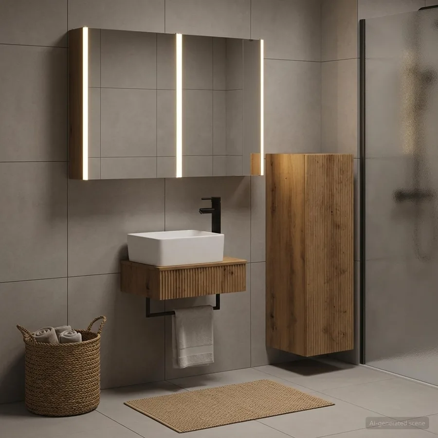 Ensemble de mobilier de salle de bain 4 pc Chêne artisanal - 4