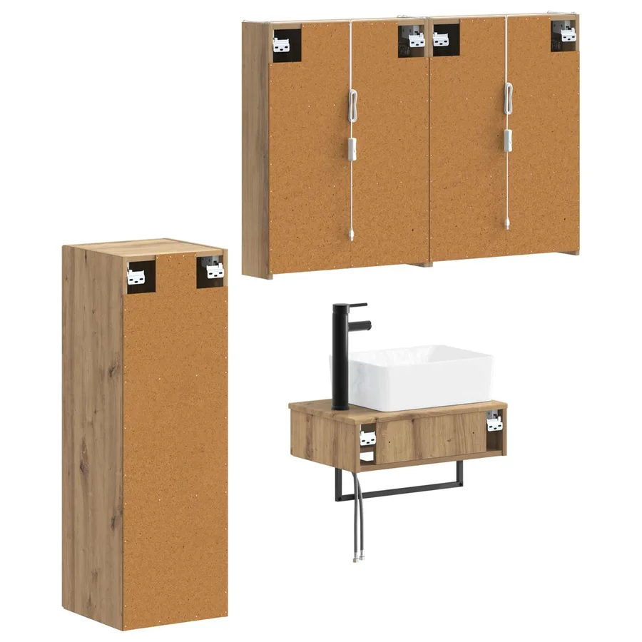 Ensemble de mobilier de salle de bain 4 pc Chêne artisanal - 5